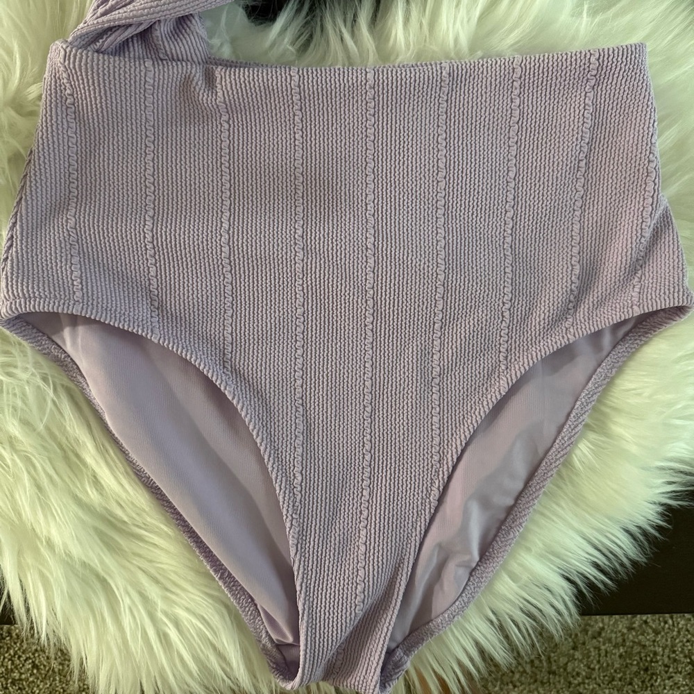 Aerie Crinkle Asymmetrical Cut Out One Piece Swimsuit Medium Long - Picture 4 of 5